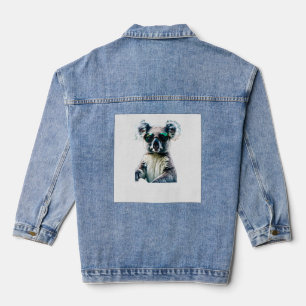 Cool Koala in a Jeep Wearing Ray-Ban Style Sunglas Denim Jacket