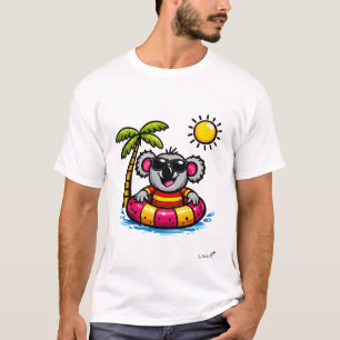 Cool Koala Pool Party Cartoon T-Shirt