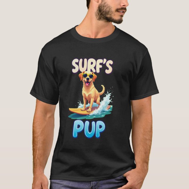 Cool Labrador Surfing Dog T-Shirt (Front)