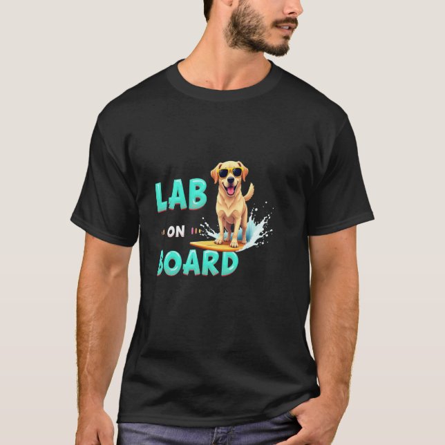 Cool Labrador Surfing Dog T-Shirt (Front)