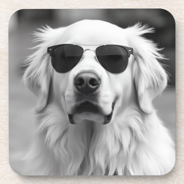 Cool Labrador with Sunglasses – Funny Dog Design Coaster (Front)