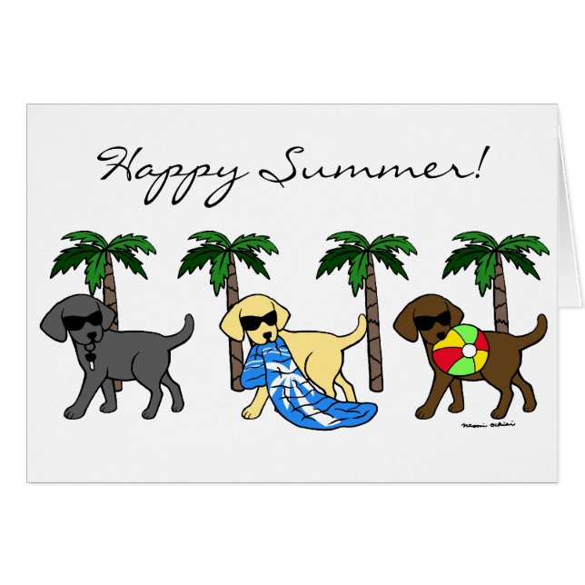 Cool Labradors Beach Party Cartoon (Front Horizontal)
