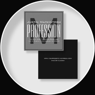 Cool Large Modern Initial Black & White Square Business Card
