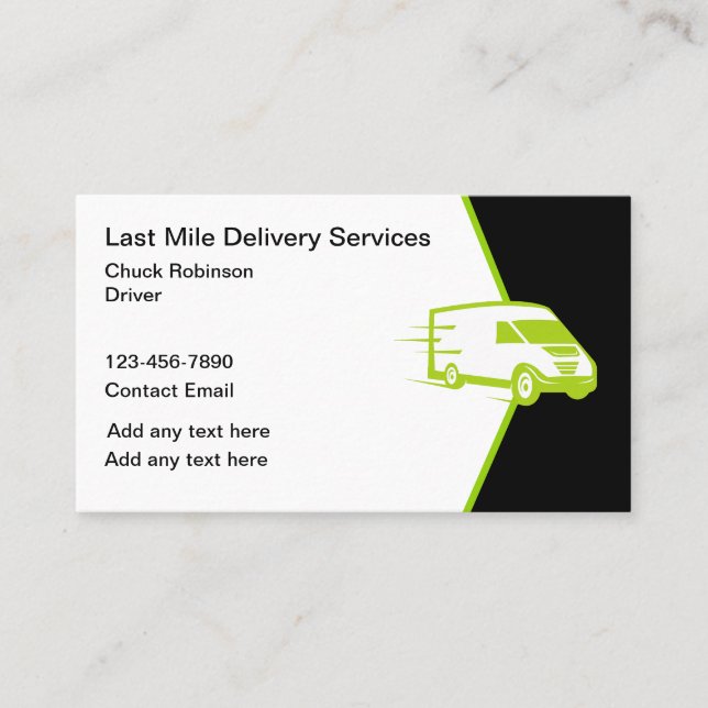 Cool Last Mile Delivery Truck Business Cards (Front)