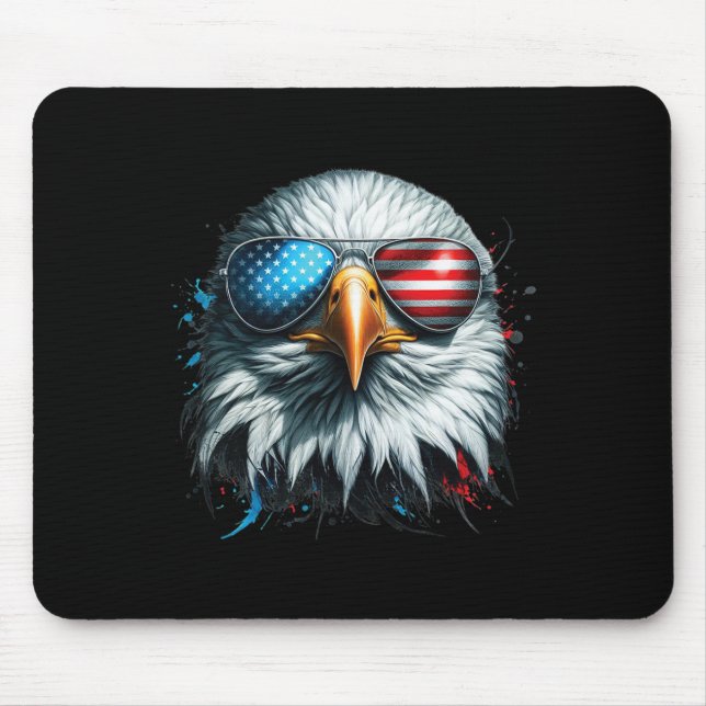 Cool Ld Eagle American Sungles Patriotic Man Funny Mouse Pad (Front)
