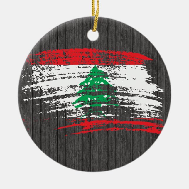Cool Lebanese flag design Ceramic Tree Decoration (Front)
