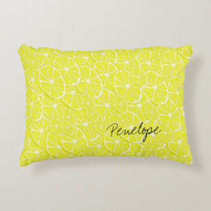 Cool Lemon Slices Pattern Signature Add Your Name Decorative Cushion