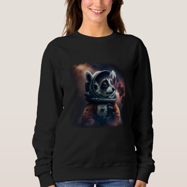 Cool Lemur Astronaut In Deep Space Sweatshirt (Front)