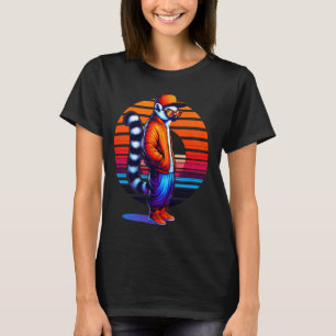 Cool Lemur Modern Urban Style Sunset Retro Art T-Shirt