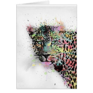 Cool leopard animal watercolor splatters paint