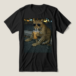 Cool Leopard With Sunglasses Iced Coffee Tri-Blend Shirt