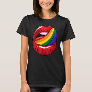 Cool Lgbt Pride Lip And Tongue  Rainbow Colors T-Shirt