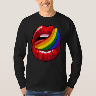 Cool Lgbt Pride Lip And Tongue  Rainbow Colours T-Shirt