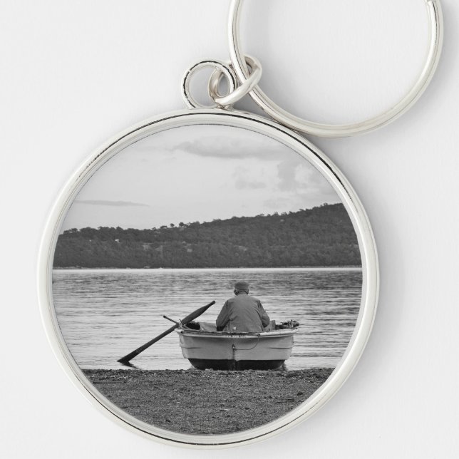 Cool lifestyle cultural photo of Aegean fisherman Key Ring (Front)