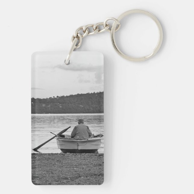Cool lifestyle cultural photo of Aegean fisherman Key Ring (Back)