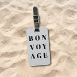 Cool Light Grey Black Bold Bon Voyage  Luggage Tag<br><div class="desc">Simple fully customisable luggage tag design with light grey background,  black bold fonts. Perfect gift idea.</div>