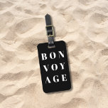 Cool Light Grey Black Bold Bon Voyage  Luggage Tag<br><div class="desc">Simple fully customisable luggage tag design with light grey/black background,  white bold fonts. Perfect gift idea.</div>