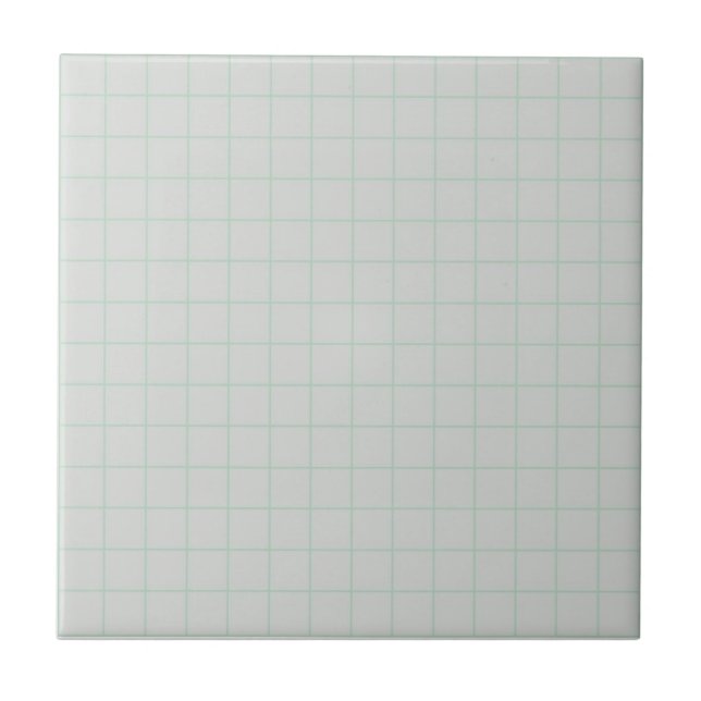Cool Light Grey & Mint Green Chequered Retro  Tile (Front)