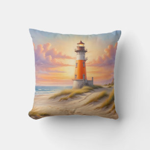 Cool Light House by the Water on the Sandy Beach Cushion