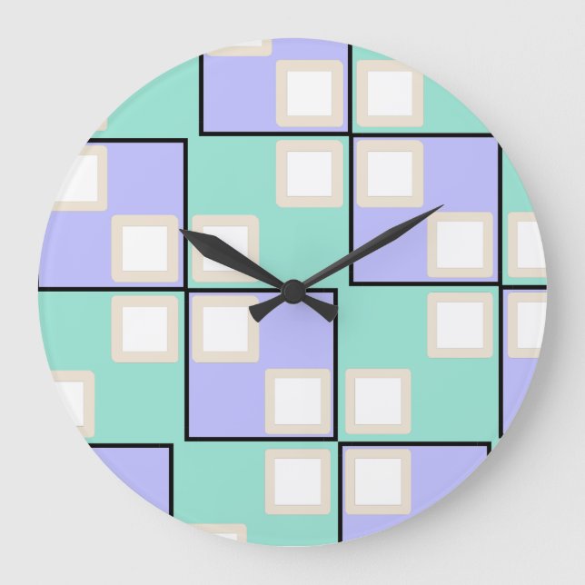 Cool Light Purple Squares  Large Clock (Front)