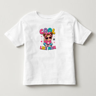 😎 Cool Like Mum Heart Sunglasses Pink Hoodie Girl Toddler T-Shirt