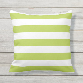 Cool Lime Nautical Stripes Outdoor Pillows