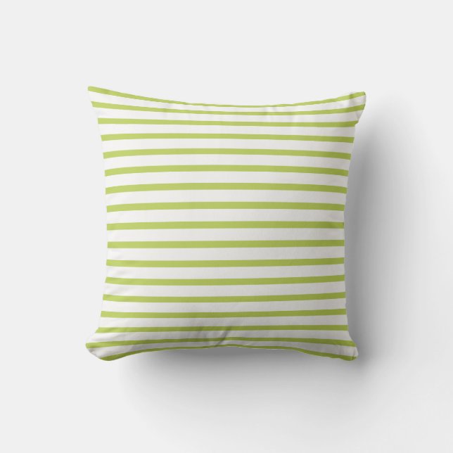 Cool Lime Summer Stripes Outdoor Pillows (Front)