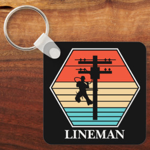Cool Lineman Vintage Sunset Key Ring