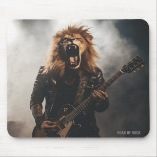 Cool Lion Guitarist Rock Music Mouse Pad