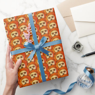 Cool Lion Head Drawing Pattern Kids  Wrapping Paper