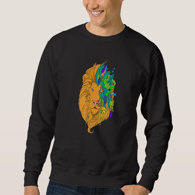 Cool Lion Head Graphic Bright Colourful Sweatshirt (Front)