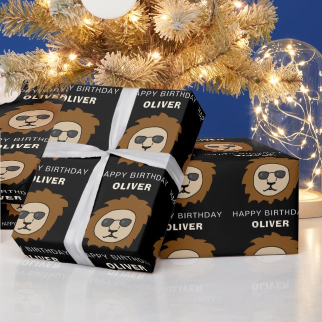 Cool Lion Head Pattern Animal Birthday Wrapping Paper (Holidays)