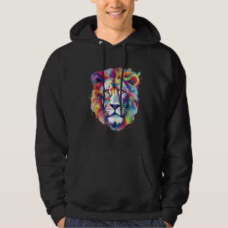 Cool Lion Head with Bright Colorful Hoodie