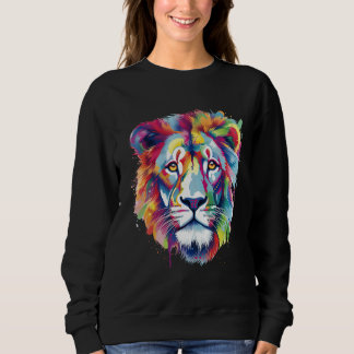 Cool Lion Head with Bright Colorful Sweatshirt