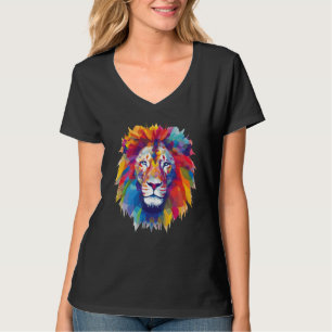 Cool Lion Head with Bright Colourful Lion Face T-Shirt