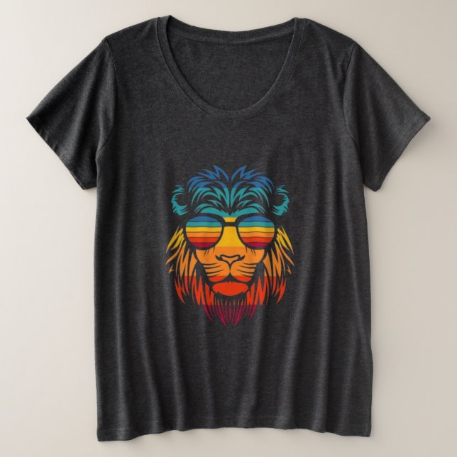 Cool Lion  T-Shirt Plus Size T-Shirt (Design Front)