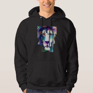 Cool Lion With Bright Colours Created By Ai Hoodie