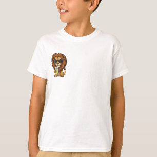 Cool Lion With Sunglasses Sipping Juice Kids T-Shirt