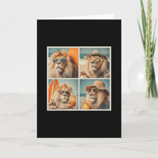 Cool Lions With Sungles Beach Animals Vacation Sum Card