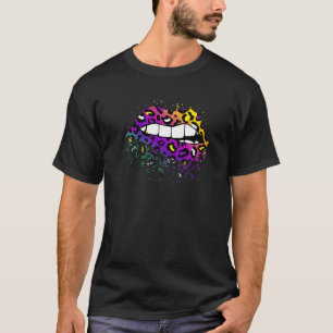 Cool Lips Bite Kiss Me Leopard Print Cheetah Mardi T-Shirt