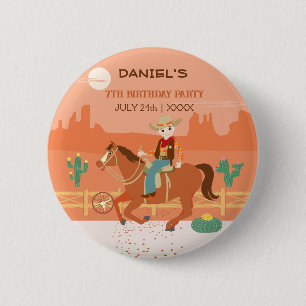 Cool little cowboy and horse Birthday Party 6 Cm Round Badge