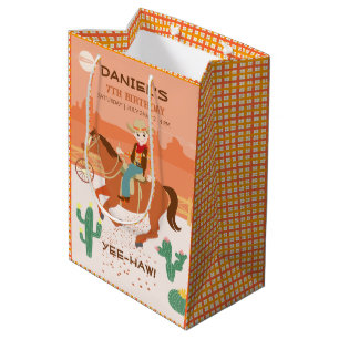 Cool little cowboy and horse Birthday Party Medium Gift Bag
