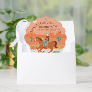 Cool little cowboy and horse Birthday Party Tree Decoration Card