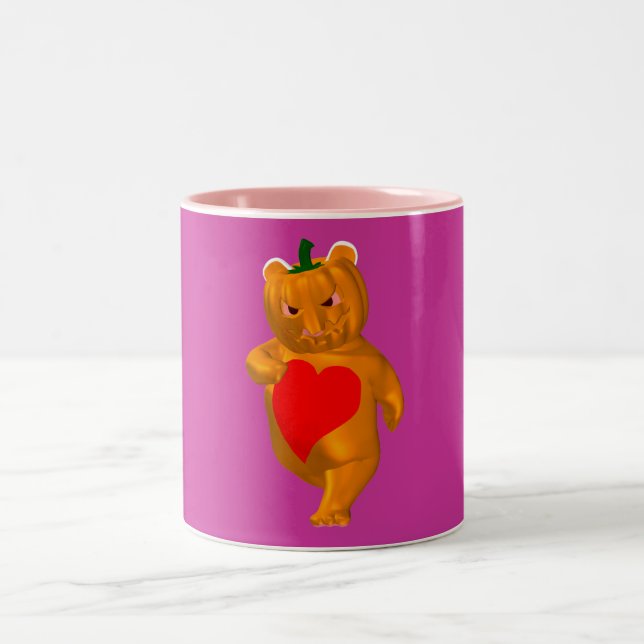 Cool Little Halloween Bear Two-Tone Coffee Mug (Center)