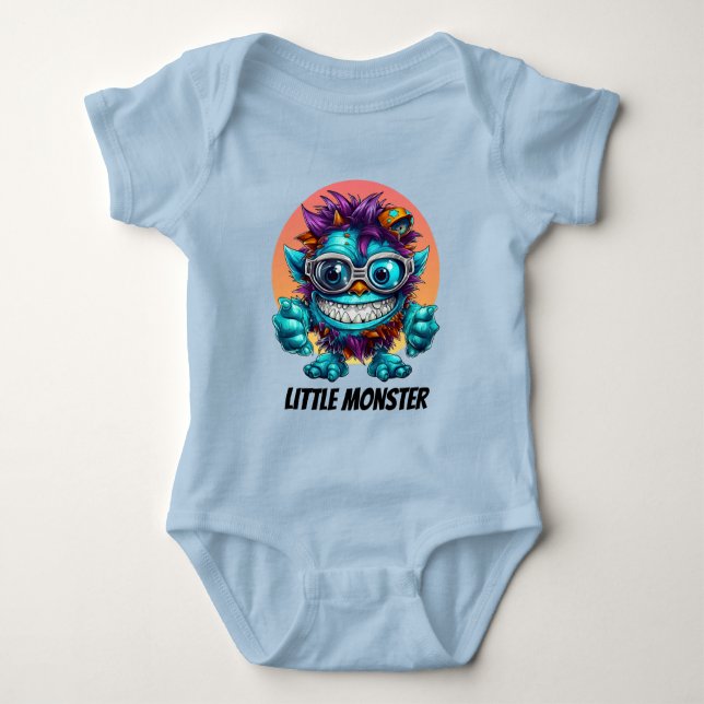 Cool little monster boys customisable  baby bodysuit (Front)