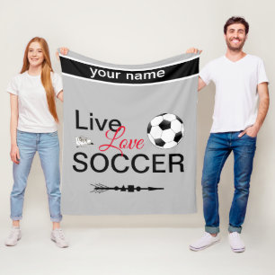 cool live love soccer sports add name fleece blanket