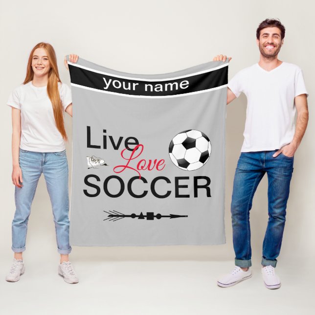 cool live love soccer sports add name fleece blanket (In Situ)