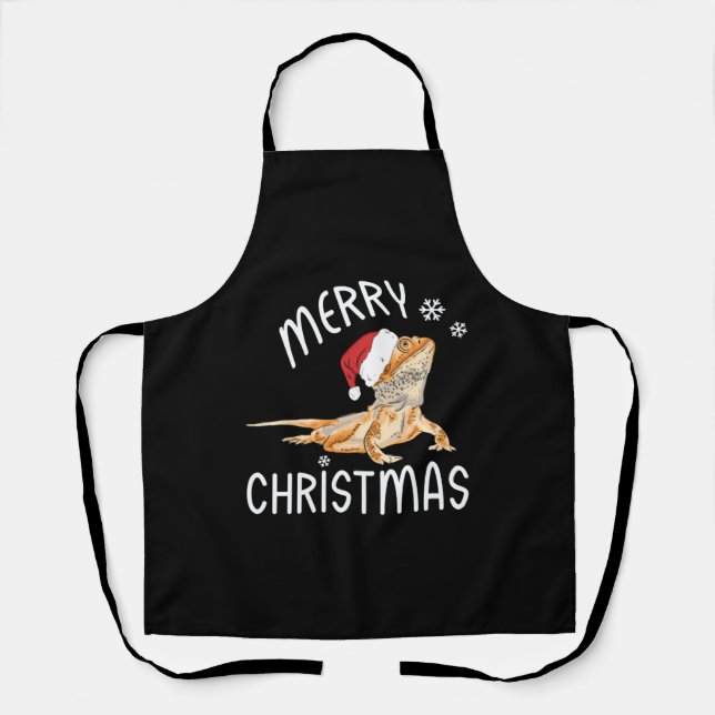 Cool Lizard Reptile with Christmas Hat   Apron (Front)