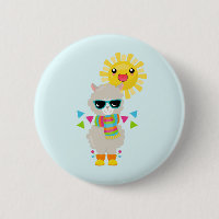 Cool Llama and Smiling Kawaii Sun