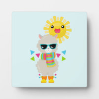 Cool Llama and Smiling Kawaii Sun
